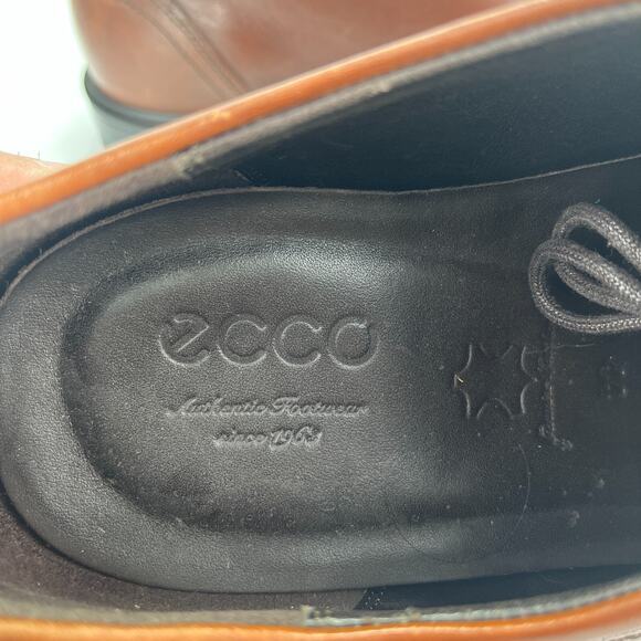 Ecco Lisbon Plain Toe Oxford Brown Leather Lace Up Casual Dress Shoe Men Size 44 main image 10